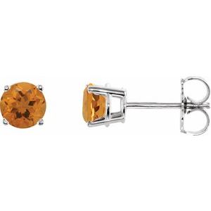 14K White 5 mm Natural Citrine Stud Earrings 1874:70148:P