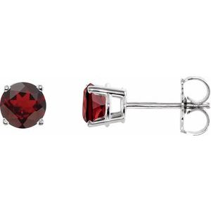 14K White 5 mm Natural Mozambique Garnet Stud Earrings 1874:70124:P