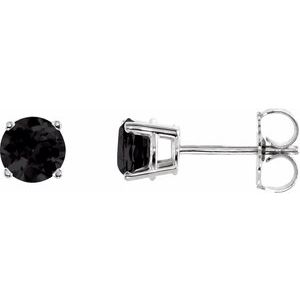 14K White 5 mm Natural Black Onyx Stud Earrings 1874:70154:P