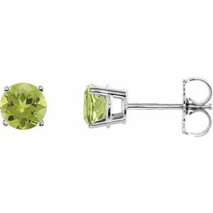 14K White 5 mm Natural Peridot Stud Earrings 1874:70142:P