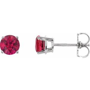 14K White 5 mm Natural Ruby Stud Earrings 1874:70005:P