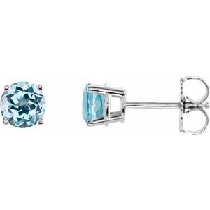 14K White 5 mm Natural Sky Blue Topaz Stud Earrings 1874:70106:P