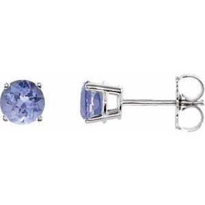 14K White 5 mm Natural Tanzanite Stud Earrings 1874:70006:P