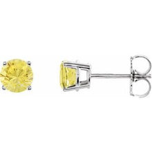 14K White 5 mm Natural Yellow Sapphire Stud Earrings 1874:70007:P