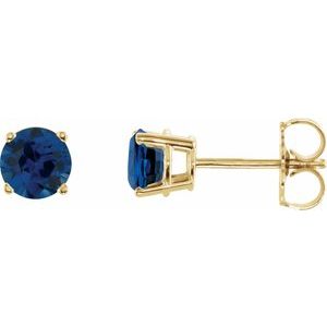 14K Yellow 5 mm Lab-Grown Blue Sapphire Stud Earrings 1874:70186:P