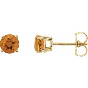 14K Yellow 5 mm Natural Citrine Stud Earrings 1874:70149:P