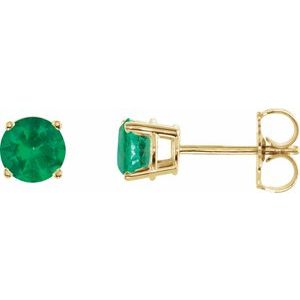 14K Yellow 5 mm Lab-Grown Emerald Stud Earrings 1874:70183:P