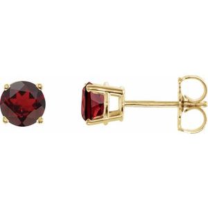 14K Yellow 5 mm Natural Mozambique Garnet Stud Earrings 1874:70125:P