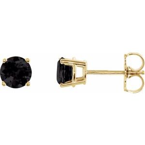 14K Yellow 5 mm Natural Black Onyx Stud Earrings 1874:70155:P