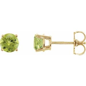 14K Yellow 5 mm Natural Peridot Stud Earrings 1874:70143:P