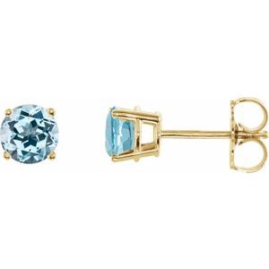 14K Yellow 5 mm Natural Sky Blue Topaz Stud Earrings 1874:70107:P