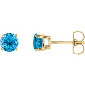 14K Yellow 5 mm Natural Swiss Blue Topaz Stud Earrings 1874:70113:P