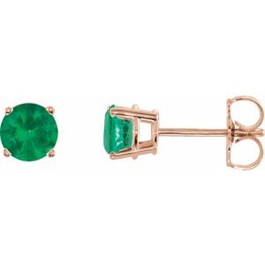 14K Rose 5 mm Lab-Grown Emerald Stud Earrings 1874:70184:P