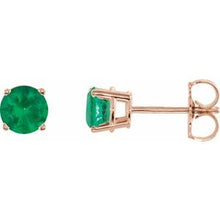 14K Rose 5 mm Lab-Grown Emerald Stud Earrings 1874:70184:P