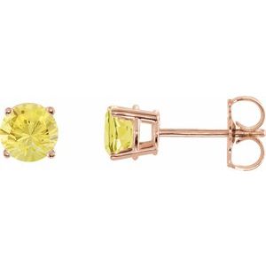 14K Rose 5 mm Natural Yellow Sapphire Stud Earrings 1874:70072:P