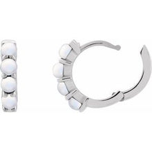 Platinum Natural Rainbow Moonstone Cabochon 14.7 mm  Hoop Earrings 87181:213:P