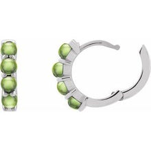 Sterling Silver Natural Peridot Cabochon Hinged 14.7 mm  Hoop Earrings 87181:206:P