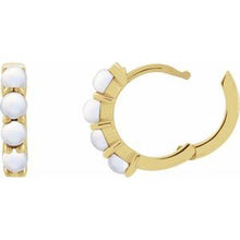 14K Yellow Natural Rainbow Moonstone Cabochon Hinged 14.7 mm  Hoop Earrings 87181:217:P