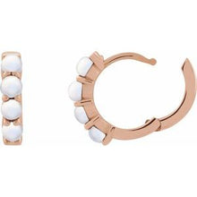 14K Rose Natural Rainbow Moonstone Cabochon Hinged 14.7 mm  Hoop Earrings 87181:198:P