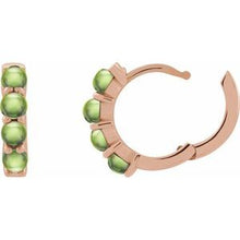 14K Rose Natural Peridot CCabochon Hinged 14.7 mm  Hoop Earrings 87181:210:P