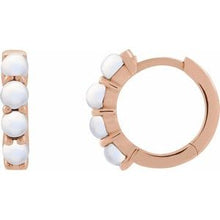 14K Rose Natural Rainbow Moonstone Cabochon Hinged 14.7 mm  Hoop Earrings 87181:198:P