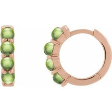 14K Rose Natural Peridot CCabochon Hinged 14.7 mm  Hoop Earrings 87181:210:P