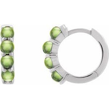 Sterling Silver Natural Peridot Cabochon Hinged 14.7 mm  Hoop Earrings 87181:206:P