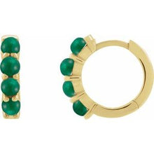 14K Yellow Natural Emerald Cabochon Hinged 14.7 mm  Hoop Earrings 87181:207:P