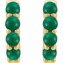 14K Yellow Natural Emerald Cabochon Hinged 14.7 mm  Hoop Earrings 87181:207:P