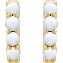 14K Yellow Natural Rainbow Moonstone Cabochon Hinged 14.7 mm  Hoop Earrings 87181:217:P