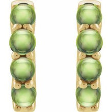14K Yellow Natural Peridot Cabochon Hinged 14.7 mm  Hoop Earrings 87181:200:P