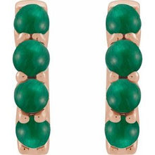 14K Rose Natural Emerald Cabochon Hinged 14.7 mm  Hoop Earrings 87181:204:P