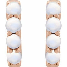 14K Rose Natural Rainbow Moonstone Cabochon Hinged 14.7 mm  Hoop Earrings 87181:198:P