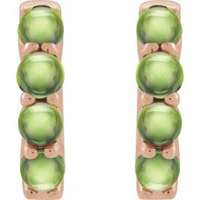 14K Rose Natural Peridot CCabochon Hinged 14.7 mm  Hoop Earrings 87181:210:P