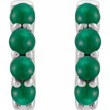 Platinum Natural Emerald Cabochon Hinged 14.7 mm  Hoop Earrings 87181:199:P