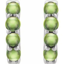 14K White Natural Peridot Cabochon Hinged 14.7 mm  Hoop Earrings 87181:203:P