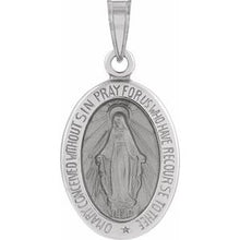 14K White 15x11.5 mm Oval Hollow Miraculous Medal R45333:102:P