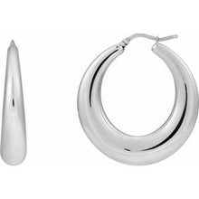 Sterling Silver 37.2 mm Electroform Puffed Hoop Earrings 689333:101:P