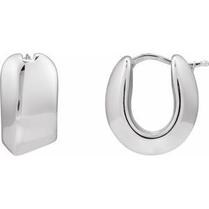 Sterling Silver Electroform 18.3 mm Puffed Hoop Earrings 689336:101:P