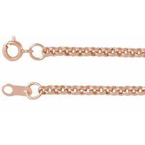14K Rose 2 mm Rolo 16" Chain CH432:214:P