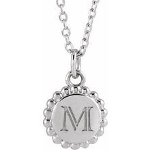 Sterling Silver Engravable Beaded Disc 16-18