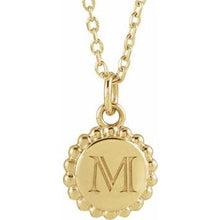 14K Yellow Engravable Beaded Disc 16-18