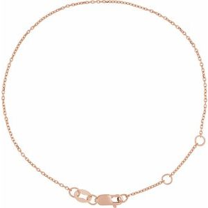 14K Rose 1 mm Adjustable Diamond-Cut Cable 6 1/2-7 1/2" Chain  CH1101:603:P
