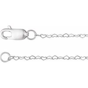 14K White .8 mm Heart 7" Chain CH1254:106:P