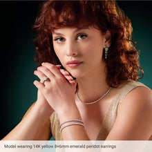 14K Yellow Natural Peridot & Lab-Grown Emerald Dangle Earrings 689319:600:P