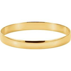 14K Yellow Engravable 8 mm Half Round Bangle 7 1/2" Bracelet BRC1:11650:P