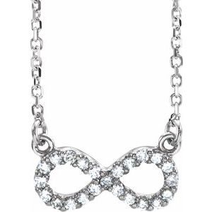 14K White 1/8 CTW Natural Diamond Infinity 16 1/2" Necklace