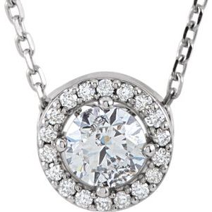 14K White 1/3 CTW Lab-Grown Diamond Halo-Style 16" Necklace 85916:LG104:P