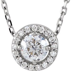 14K White 1/5 CTW Natural Diamond Halo-Style 16" Necklace