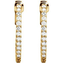 14K Yellow 1/2 CTW Lab-Grown Diamond Inside-Outside 19 mm Hinged Hoop Earrings 650183:LG613:P